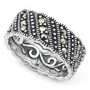 Sterling Silver Swirl Eternity Marcasite Ring