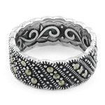 Sterling Silver Swirl Eternity Marcasite Ring