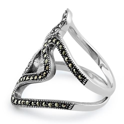 Sterling Silver Swirl Marcasite Ring