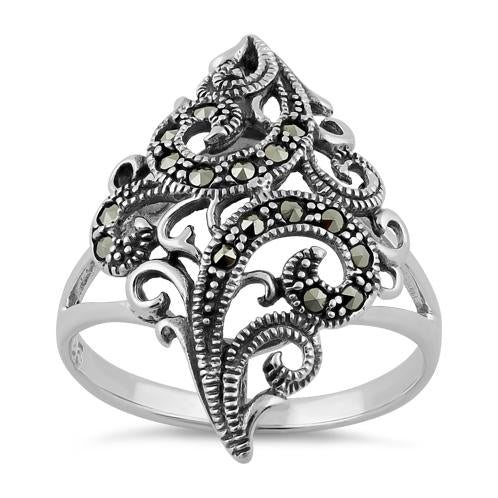 Sterling Silver Swirl Marcasite Ring