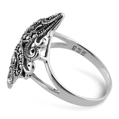 Sterling Silver Swirl Marcasite Ring