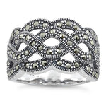 Sterling Silver Swirl Marcasite Ring