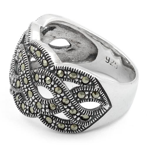Sterling Silver Swirl Marcasite Ring