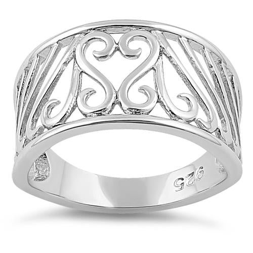 Sterling Silver Swirly Heart Ring
