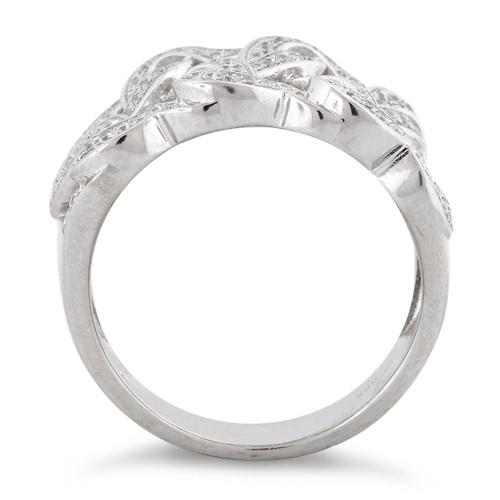 Sterling Silver Tangled Hearts Pave CZ Ring