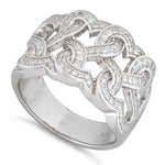 Sterling Silver Tangled Hearts Pave CZ Ring