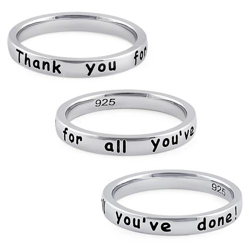 Sterling Silver "Thank you for all you've done!" Ring
