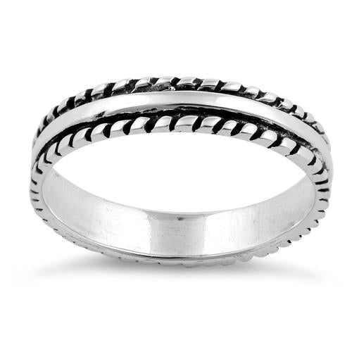 Sterling Silver Thin Double Rope Ring