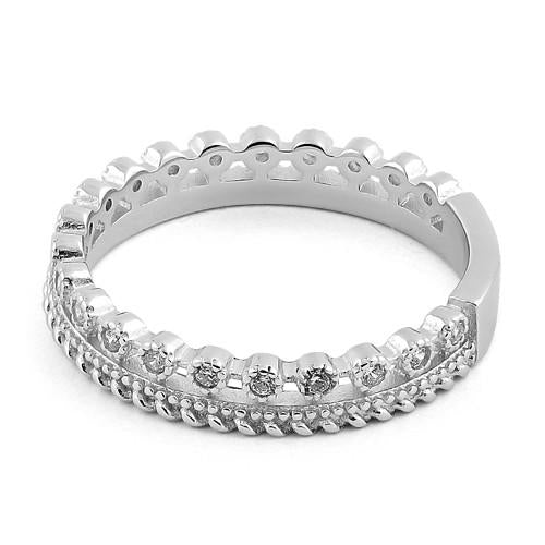Sterling Silver Thin Elegant CZ Ring