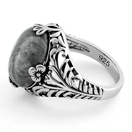 Sterling Silver Timeless Grey Crazy Lace Agate Gemstone Ring