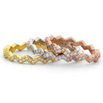 Sterling Silver Tri-Color Zig Zag Stackable CZ Ring