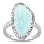 Sterling Silver Tri-Oval White Lab Opal CZ Ring