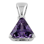 Sterling Silver Triangle Amethyst CZ Pendant
