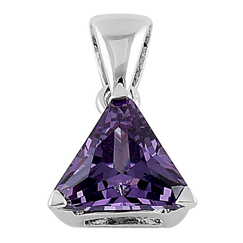 Sterling Silver Triangle Amethyst CZ Pendant