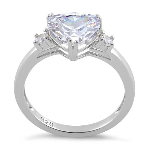 Sterling Silver Trillion Cut Clear CZ Ring