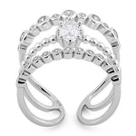 Sterling Silver Triple Clear CZ Ring