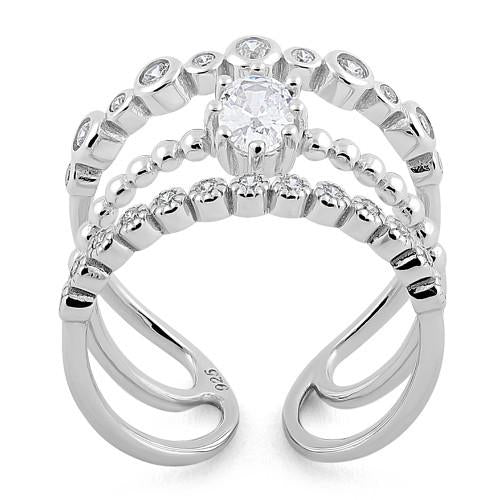 Sterling Silver Triple Clear CZ Ring