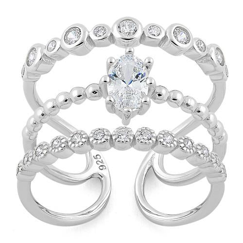 Sterling Silver Triple Clear CZ Ring