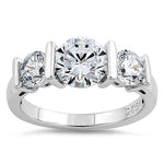 Sterling Silver Triple Clear CZ Ring