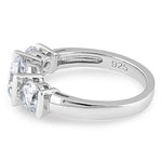 Sterling Silver Triple Clear CZ Ring