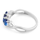 Sterling Silver 3-Stone Oval Blue CZ Ring
