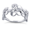 Sterling Silver Triple Plumeria Ring