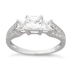 Sterling Silver Triple Princess Cut CZ Ring