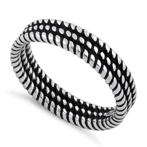 Sterling Silver Triple Rope Stackable Ring