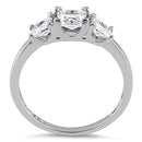 Sterling Silver 3-Stone Square CZ Ring