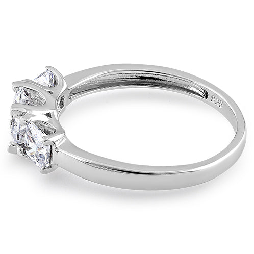 Sterling Silver Triple Square Clear CZ Ring