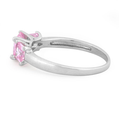 Sterling Silver Triple Square Pink CZ Ring