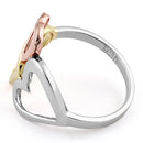 Sterling Silver 3-tone Heart Ring