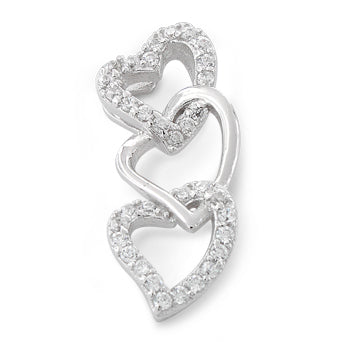 Sterling Silver Triple Heart CZ Pendant