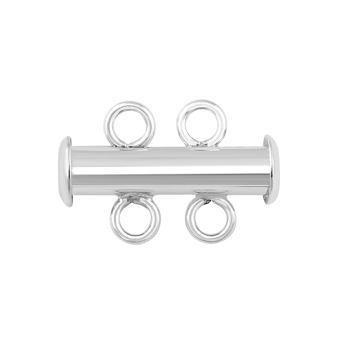 Sterling Silver Tube / Bar Clasp 16mm 2 Strand