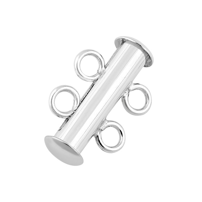 Sterling Silver Tube / Bar Clasp 16mm 2 Strand