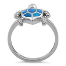 Sterling Silver Turtle Blue Lab Opal Ring