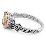 Sterling Silver Cushion-Cut Champagne CZ Ring