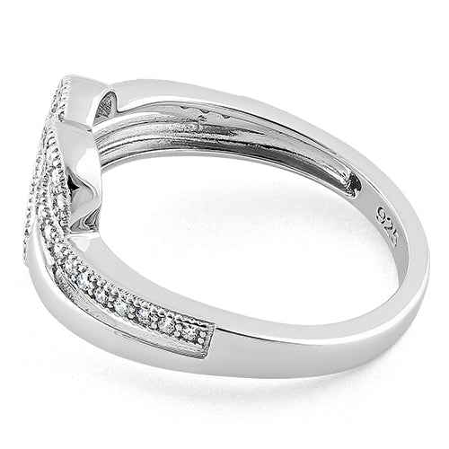Sterling Silver Twisted Heart Shape CZ Ring