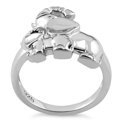 Sterling Silver Two Elephants Ring