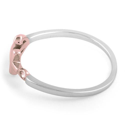 Sterling Silver Two-Tone Rose Gold Plated Anchor Ring