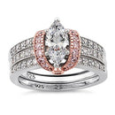 Sterling Silver Two-tone Marquise CZ Engagement Ring