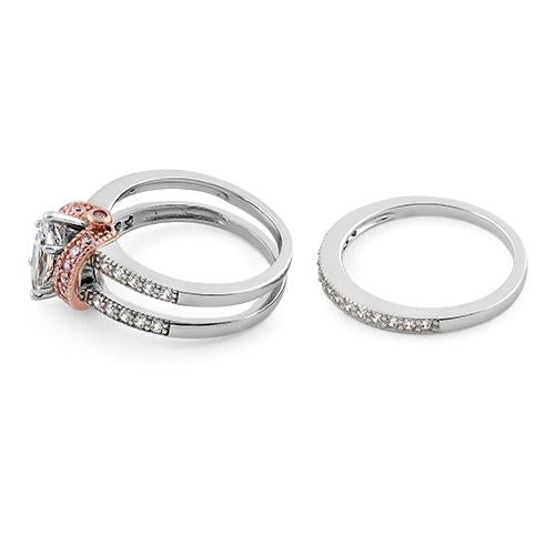 Sterling Silver Two-tone Marquise CZ Engagement Ring