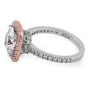 Sterling Silver Rose Gold-Plated Cushion-Cut CZ Halo Ring