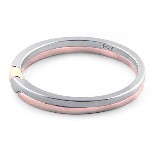 Sterling Silver Two-Tone Rose Gold Plated Puzzle Ring