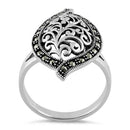 Sterling Silver Unique Leaf Marcasite Ring