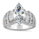 Sterling Silver Marquise Engagement CZ Ring