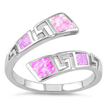 Sterling Silver Unique Pattern Pink Lab Opal Ring