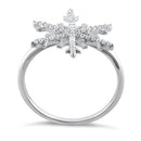 Sterling Silver Unique Snowflake Clear CZ Ring