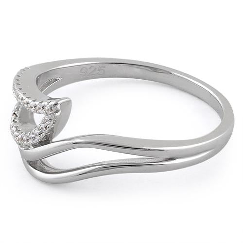 Sterling Silver Unique Wavy Clear CZ Ring
