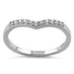 Sterling Silver V Shape CZ Ring
